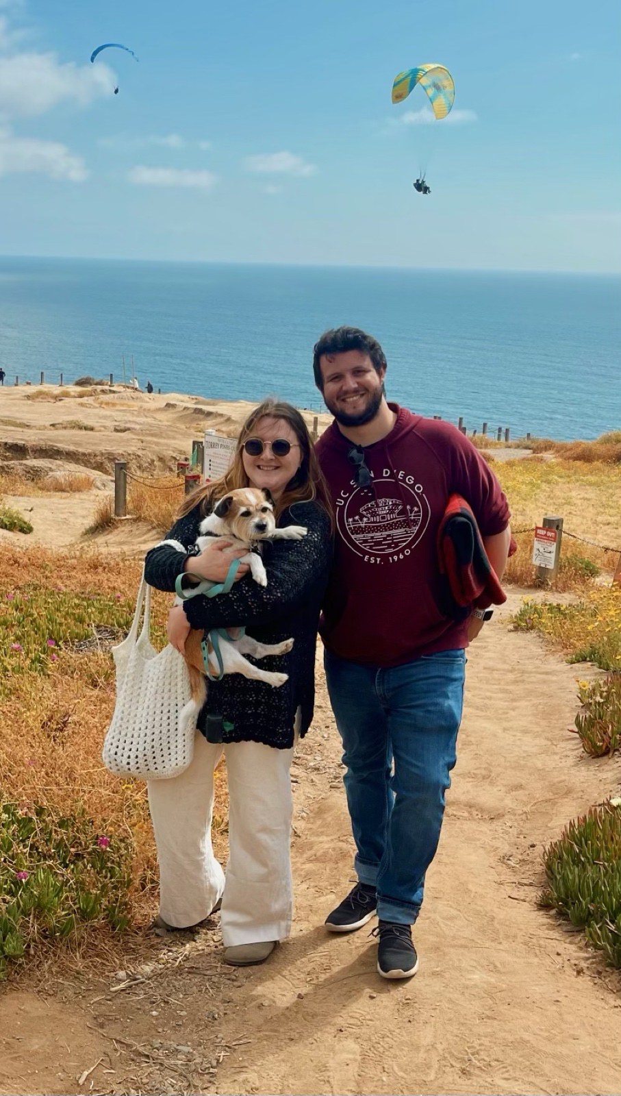 Evan, his partner, and their dog